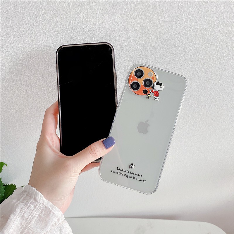 Ốp điện thoại TPU mềm chống sốc vừa vặn in họa tiết hoạt hình Snoopy cho iPhone 12 11 Pro Max X Xs Max XR 8 7