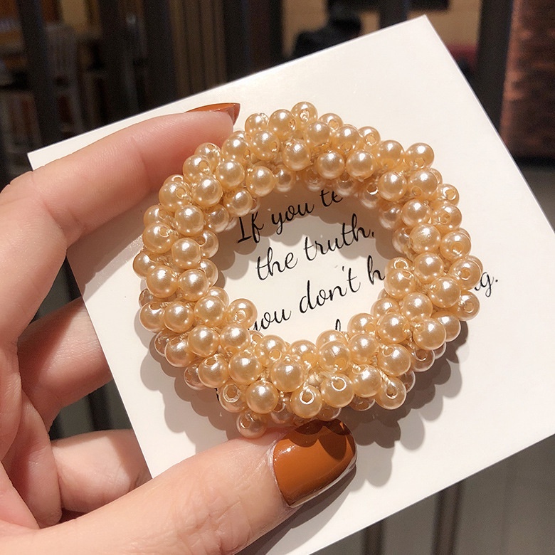 Dây buộc tóc cao su đính ngọc trai phong cách Hàn Quốc cho nữ