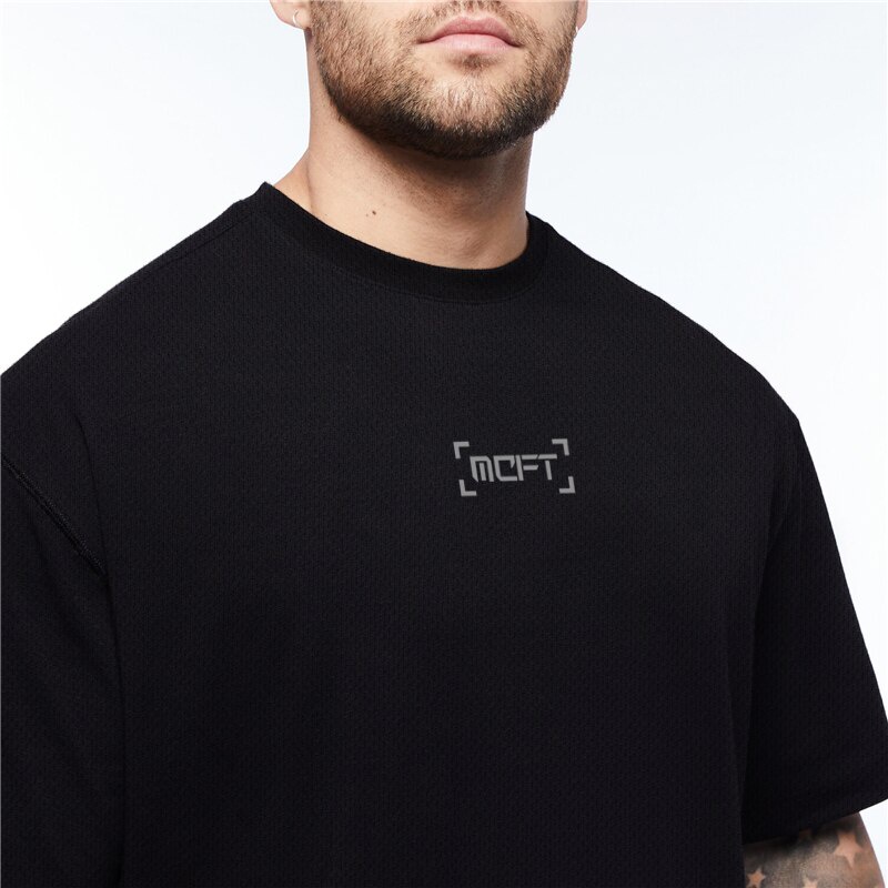 Áo thun thể thao lưới tay ngắn dáng rộng thoáng khí thời trang tập gym cho nam