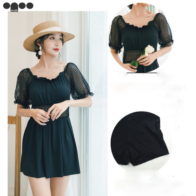 Đồ Bơi Nữ Một Mảnh Tay Ngắn Màu Trơn | BigBuy360 - bigbuy360.vn