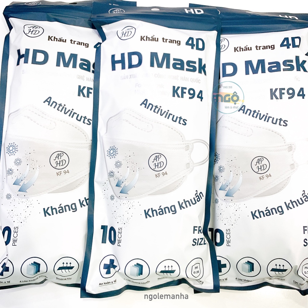 [CHÍNH HÃNG] SET 50 CHIẾC KHẨU TRANG KF94 4 Lớp HD An Phong - Hoàng Dũng Mask Chống Bụi Mịn Và Kháng Khuẩn Hàn Quốc