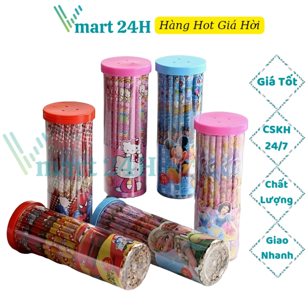 Hộp 50 cây bút chì HB cho bé trai bé gái tập viết vẽ tranh thỏa sức sáng tạo V0001