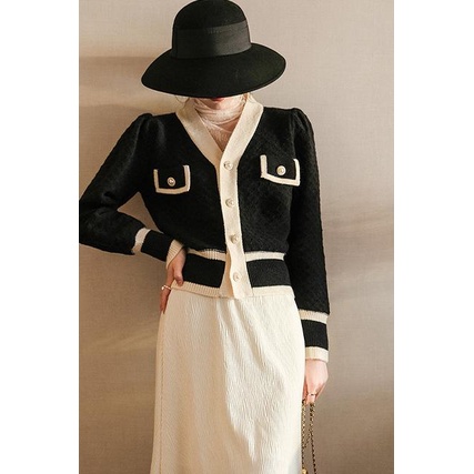 Áo Khoác Cardigan Dệt Kim Phong Cách Retro Pháp Thời Trang Mùa Xuân 2022 Mới