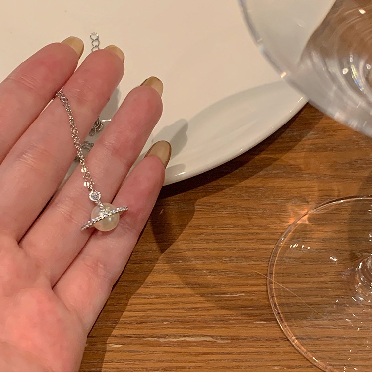 Dây Chuyền Mặt Hình Hành Tinh Đính Ngọc Trai Nhân Tạo Thời Trang Cho Nữ