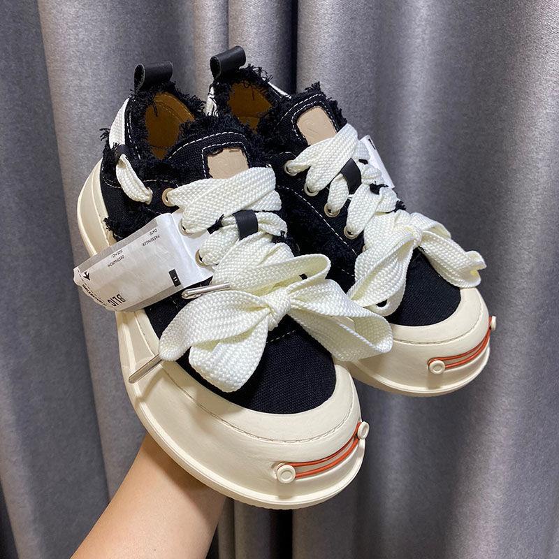 Giày Thể Thao Vải Canvas Đế Dày Phối Da In Hình Mặt Cười Thời Trang Mùa Hè Cho Nữ s 2022