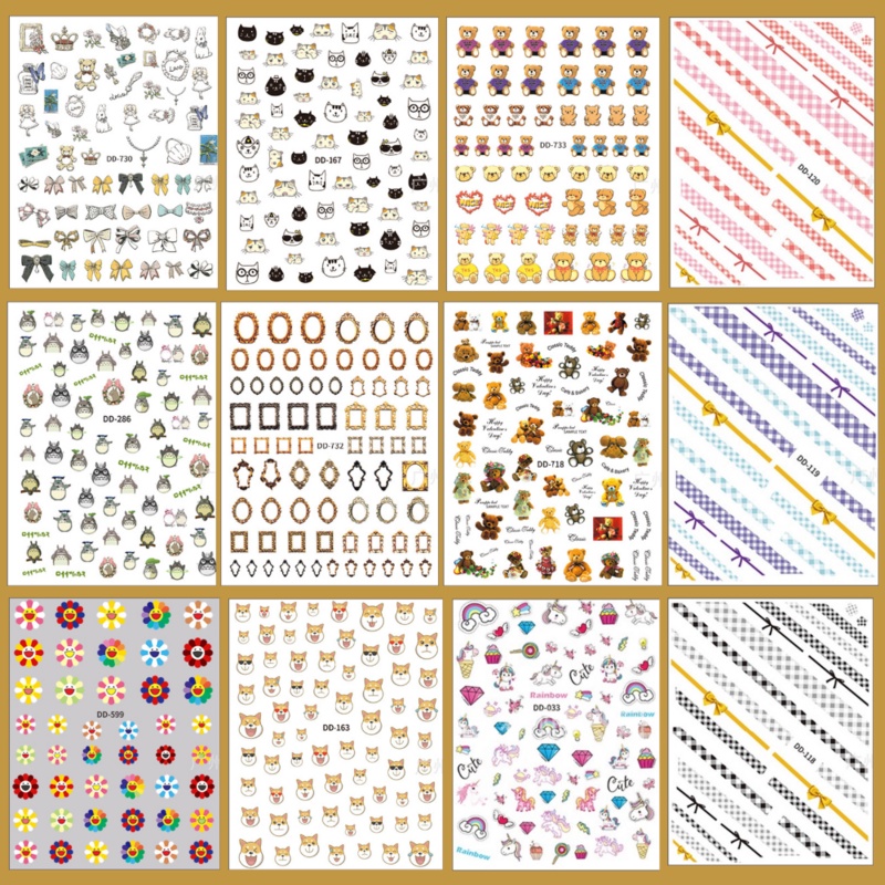 Sticker Nail Cute | Chó Shiba & Totoro & Unicorn | Hình Dán Móng Đáng Yêu