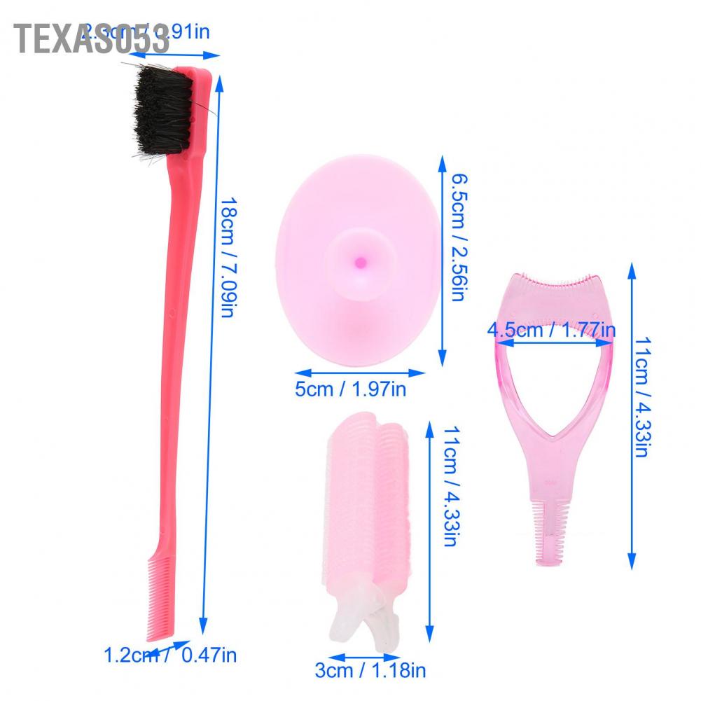 Texas053 Làm đẹp tóc Máy uốn sạch khuôn mặt Bàn chải lông mày mi Trợ lý Phụ nữ Bộ màu hồng