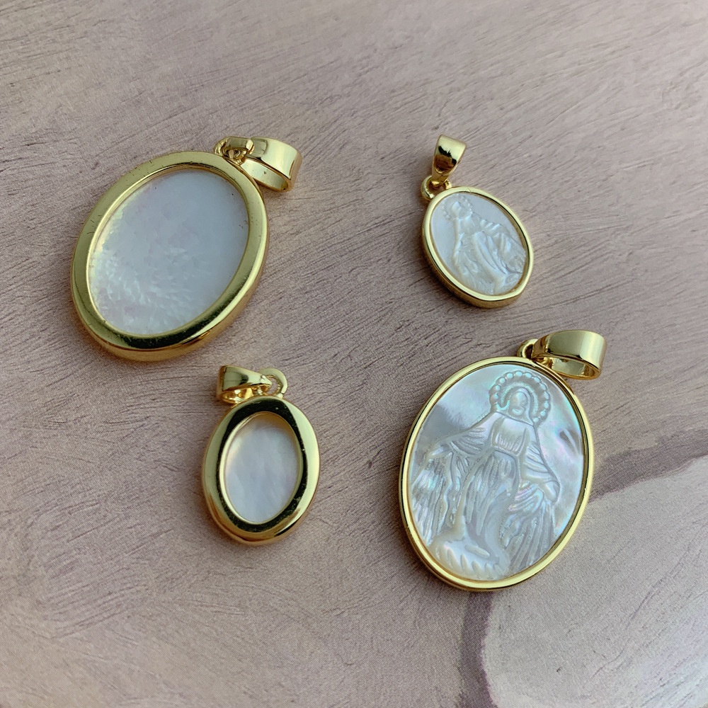 Mặt Vòng cổ Bằng Đá Fritillary Virgin Mary Phong Cách Âu Mỹ Tự Nhiên