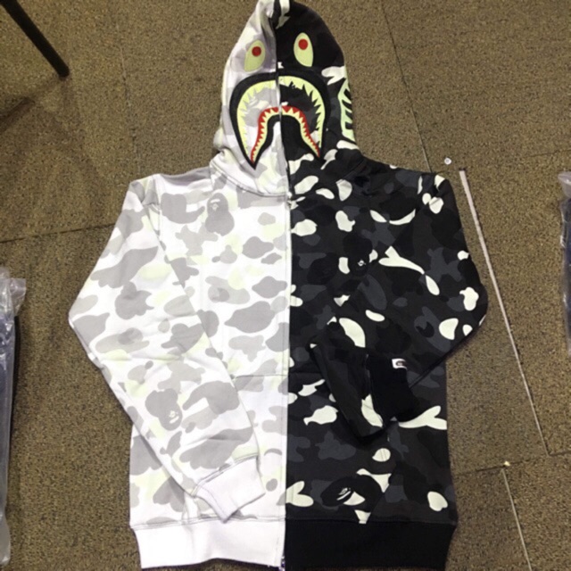 Áo khoác jacket Bape phát sáng đen trắng | BigBuy360 - bigbuy360.vn