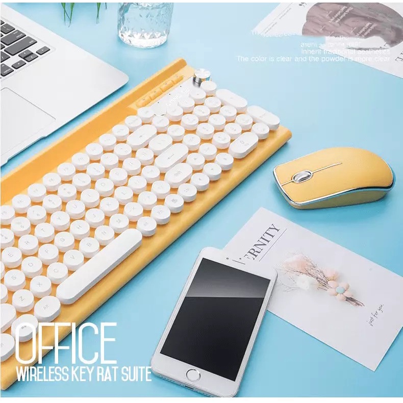 Bộ bàn phím và chuột không dây LANGTU LT500 kèm nút vặn tăng giảm âm lượng phiên bản sạc pin dùng cho văn phòng, pc, lap