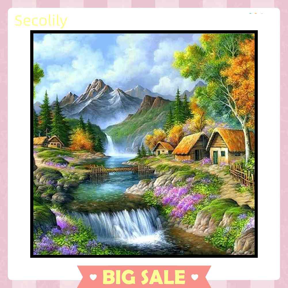 Bộ Tranh Thêu Chữ Thập DIY Hình Làng Núi 11CT