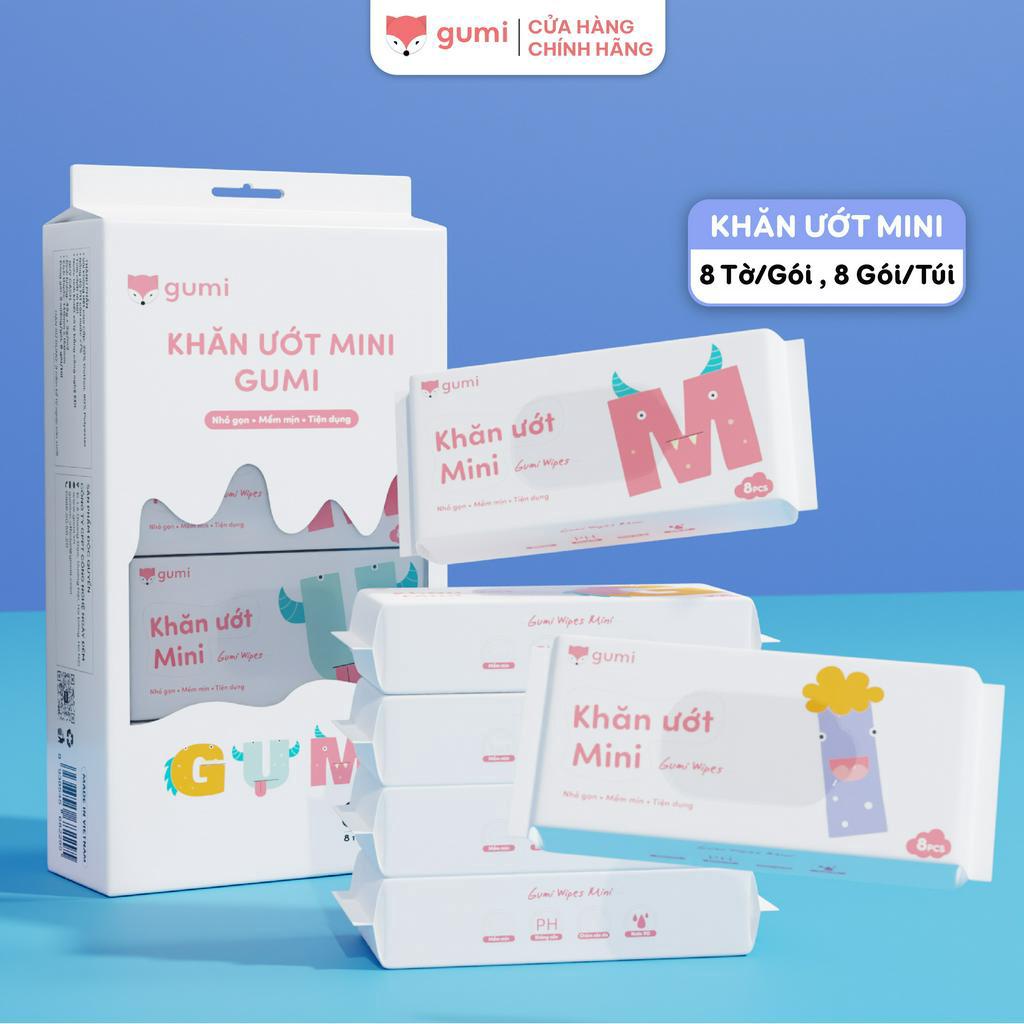 (ĐN) Túi 8 gói Khăn giấy ướt Gumi Mini tiện lợi