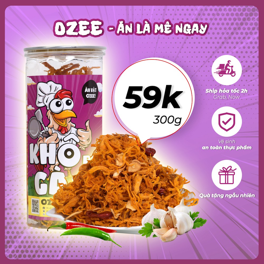 [Mã GROXUAN1 giảm 8% đơn 150K] Khô gà bơ tỏi hộp Ozee 300g siêu ngon đồ ăn vặt Hà Nội