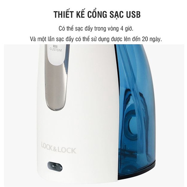 Máy Tăm Nước Lock&amp;Lock không dây ENR156BLU - Màu Xanh Dương - Bảo hành 12 tháng - Hàng Chính Hãng