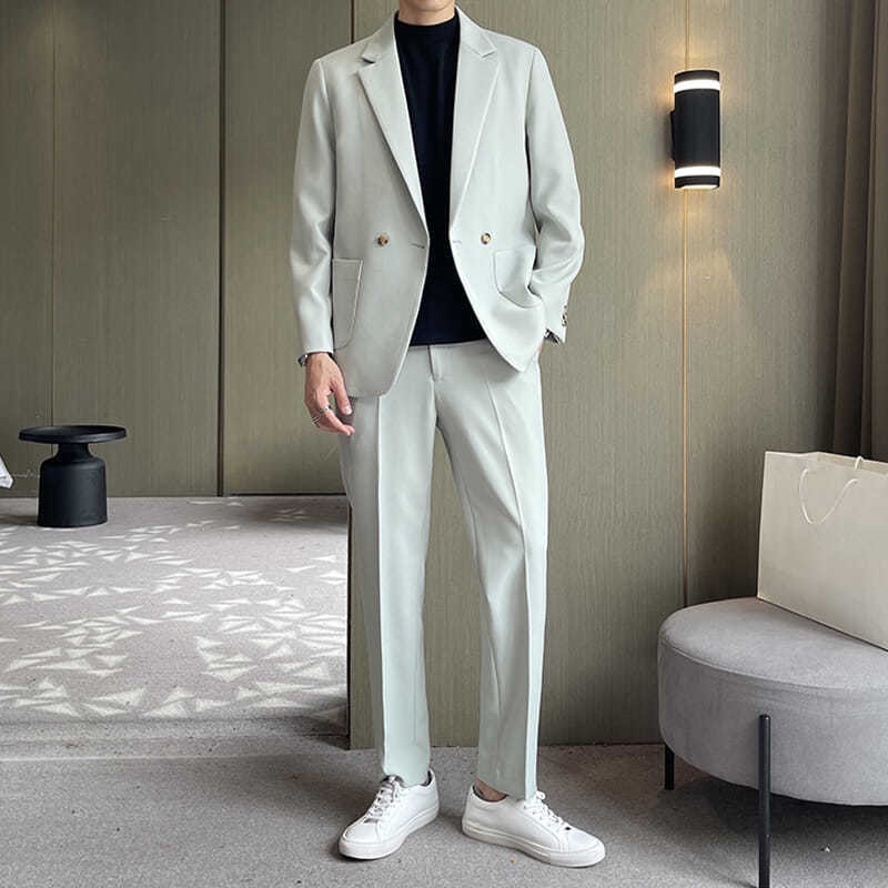 Áo Khoác Suit Dáng Rộng Màu Sáng Phong Cách Hàn Quốc Cao Cấp Cho Nam