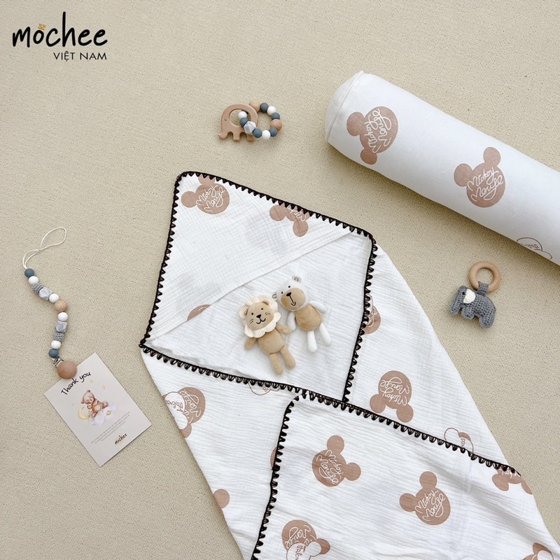 Mochee - Ủ choàng Muslin bốn mùa mềm mại, thấm hút tốt