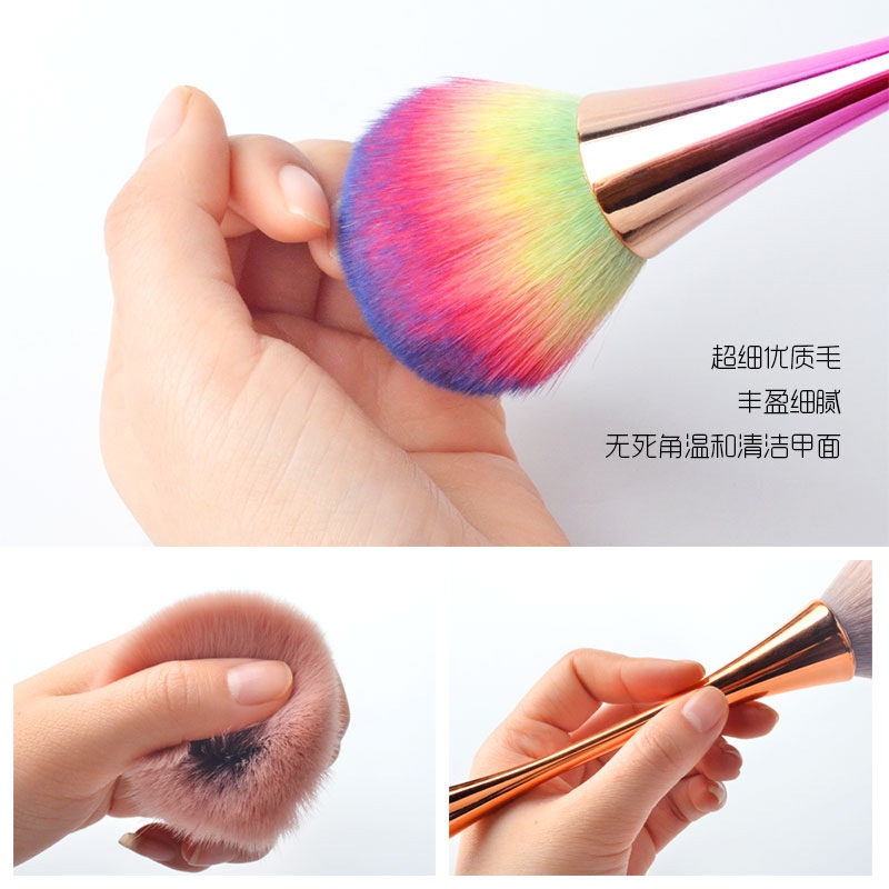 Chổi phủi bụi nail lông mềm, cọ phủi bụi cán dài dùng làm nail trang điểm