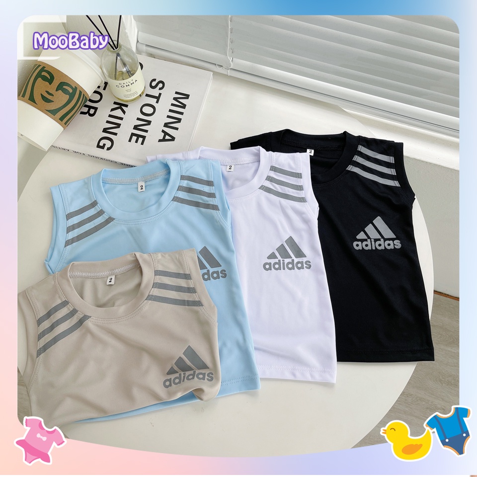 Bộ Sát Nách Bé Trai Chất Cotton Phản Quang Cao Cấp, Đồ Bộ Ba Lỗ Thông Hơi Thể Thao Cho Bé Từ 6-27kg Moobaby Shop
