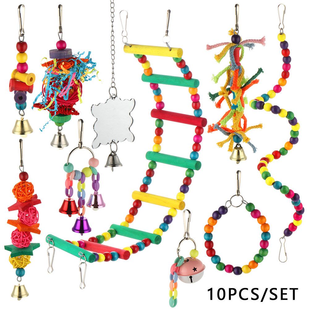 Bộ đồ chơi xích đu / quả cầu / võng treo lồng chim vẹt xám Úc/ vẹt yến phụng