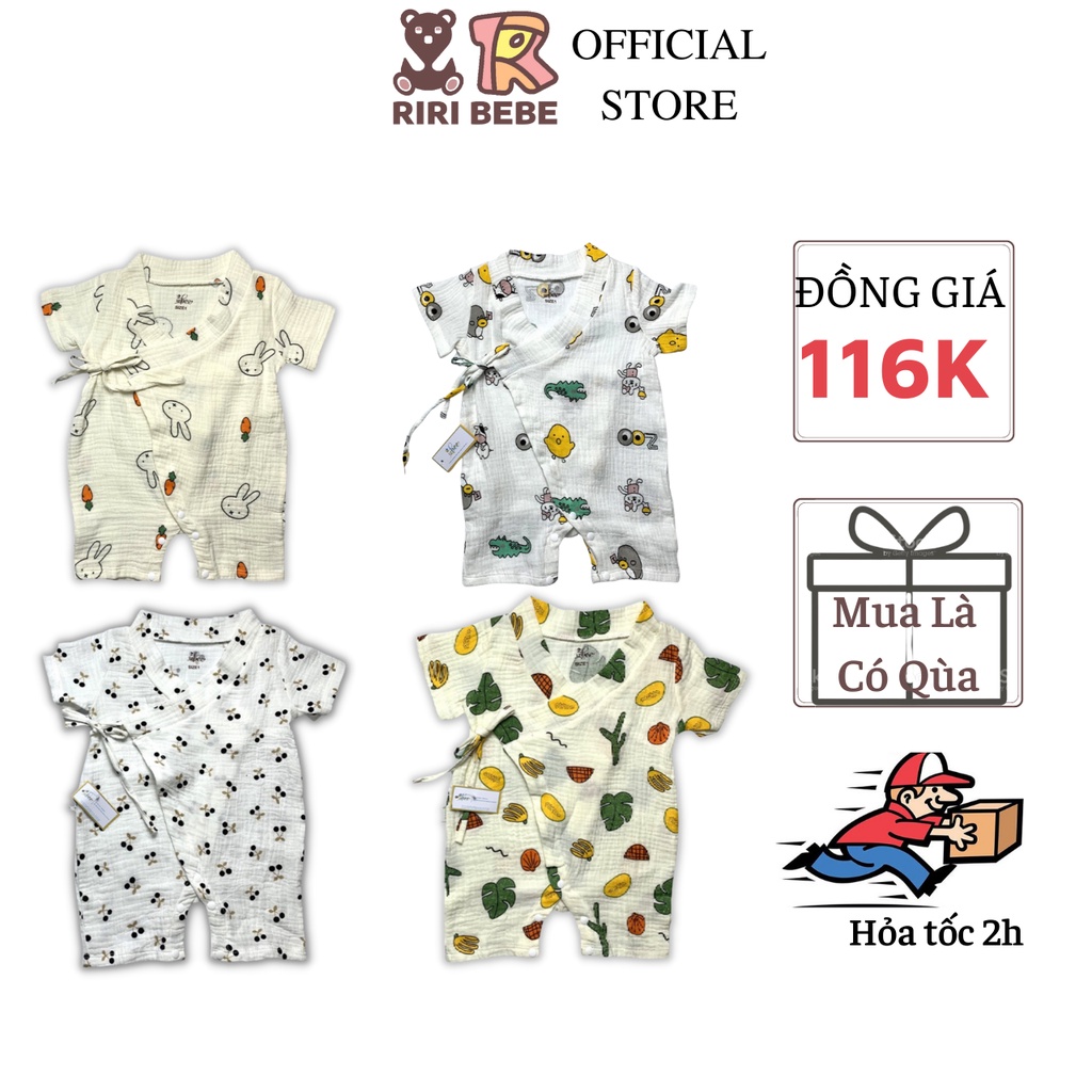 Bộ Đồ Cho Bé Trai, Bé Gái, Bộ Đồ Cộc Tay Yukata 5-13Kg, Buộc Dây Tiện Lợi, Chất Liệu Xô Muslin Cao Cấp Hàn Quốc - BS030