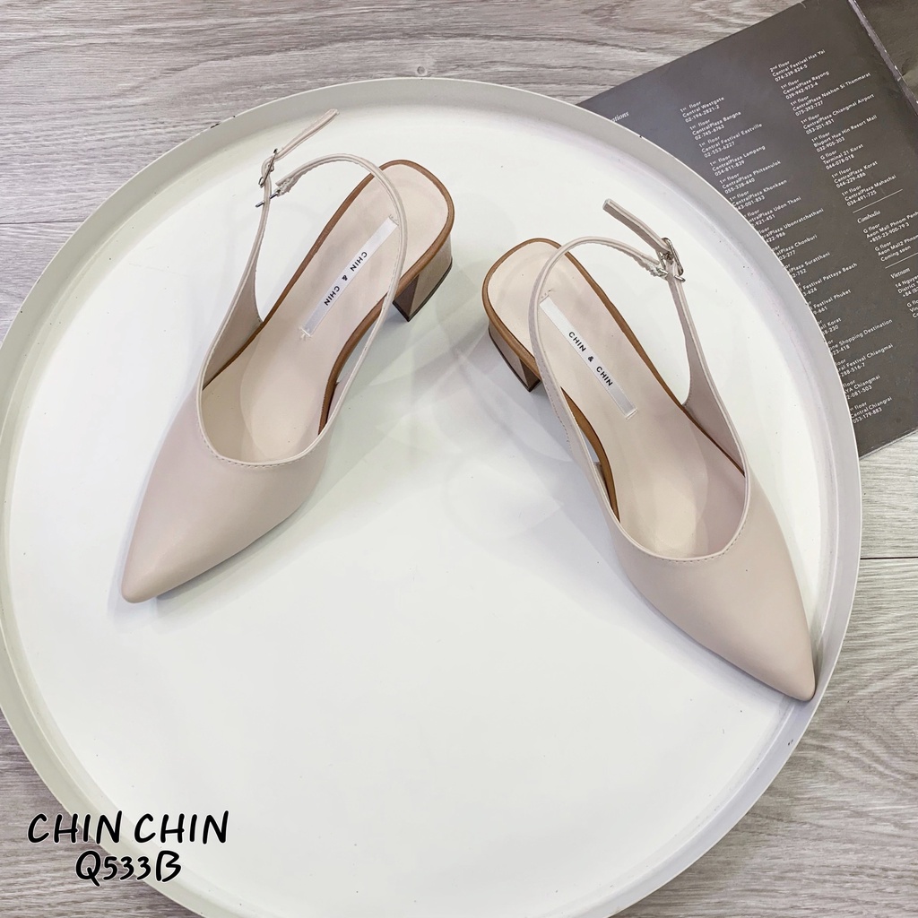 GIÀY SANDAL NỮ CHIN CHIN SLINGBACK MŨI TIM PHỐI MÀU 7P VNXK