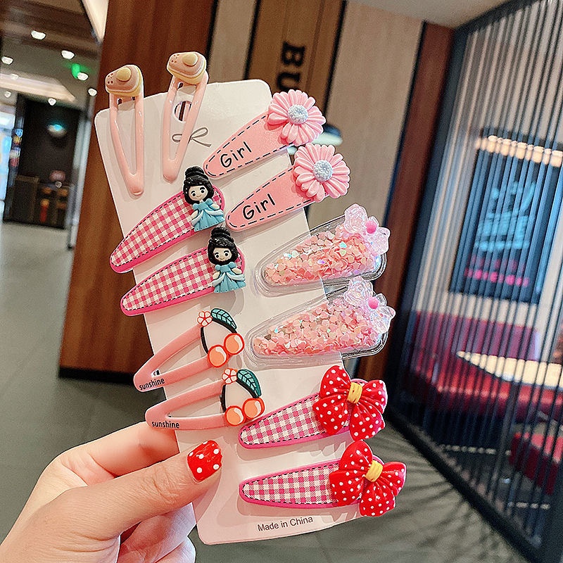 Set 12 Kẹp Tóc Hoạt Hình Dễ Thương Cho Bé Gái