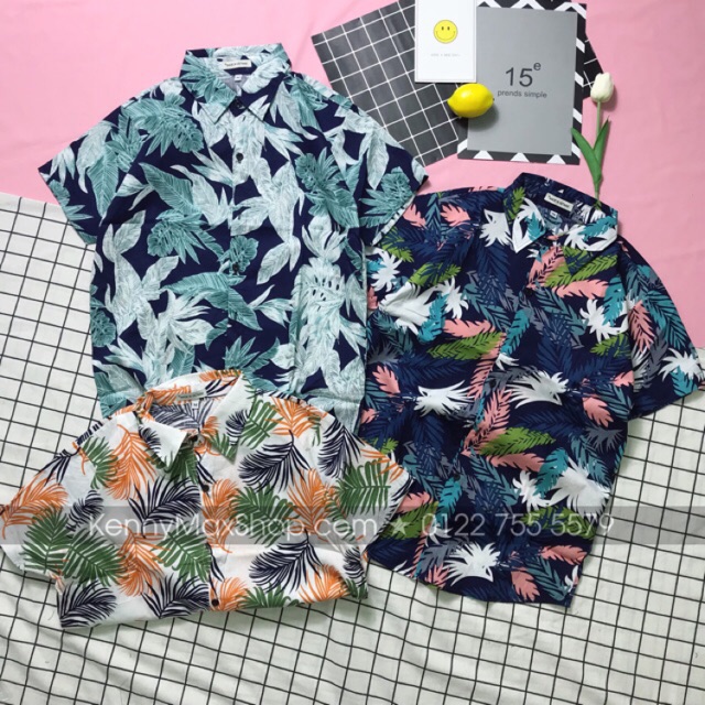 🌿 Áo sơ mi Hawaii đi biển - Lá cây, Tropical Leaves 😎