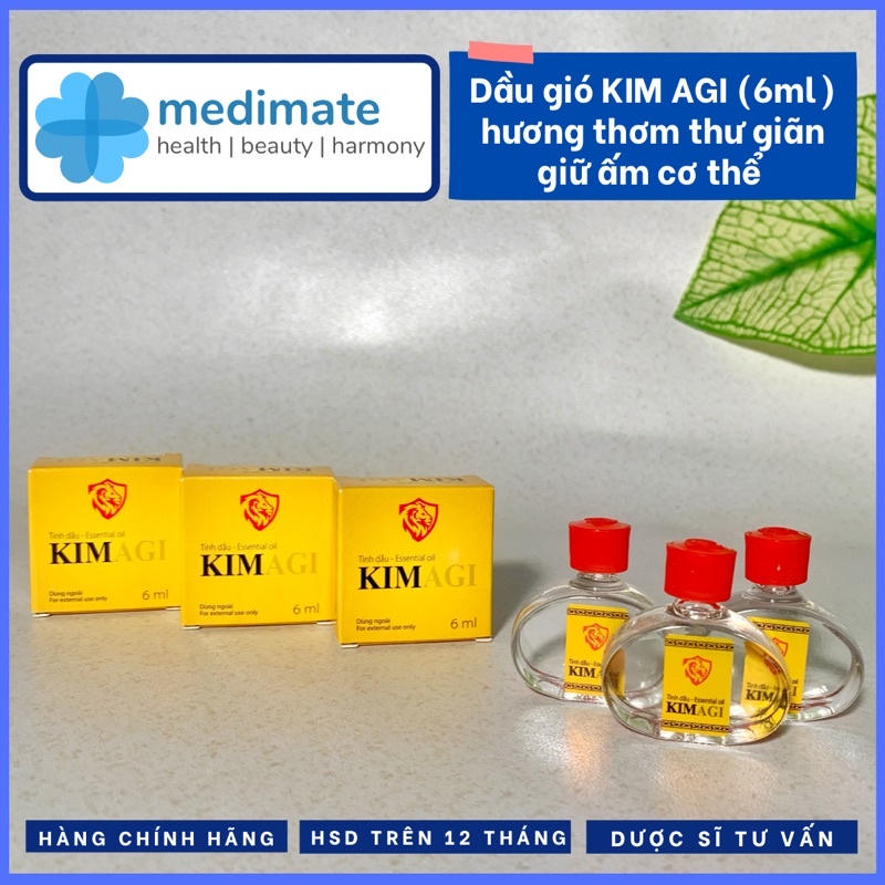 Dầu gió KIM AGI giữ ấm cơ thể, xông giải cảm, hương thư giãn (chai 6ml)