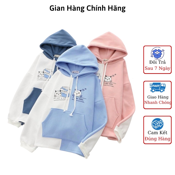 Áo khoác hoodie nam nữ, Áo hoodie nữ in hình mèo con PHỐI TÚI - Áo Phông nỉ không kén dáng, mix cặp, mix nhóm