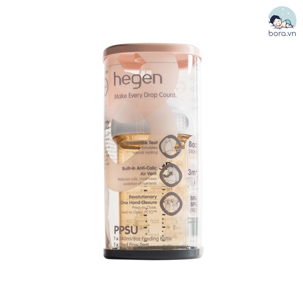 Bình sữa Hegen cao cấp 60ml 150ml 240ml 330ml, được chọn núm, cam kết chính hãng