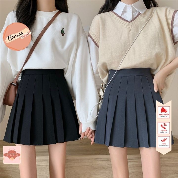 Chân váy xếp ly Goness dáng chữ a lưng cao phong cách tennis xòe kiểu xếp li ngắn thời trang