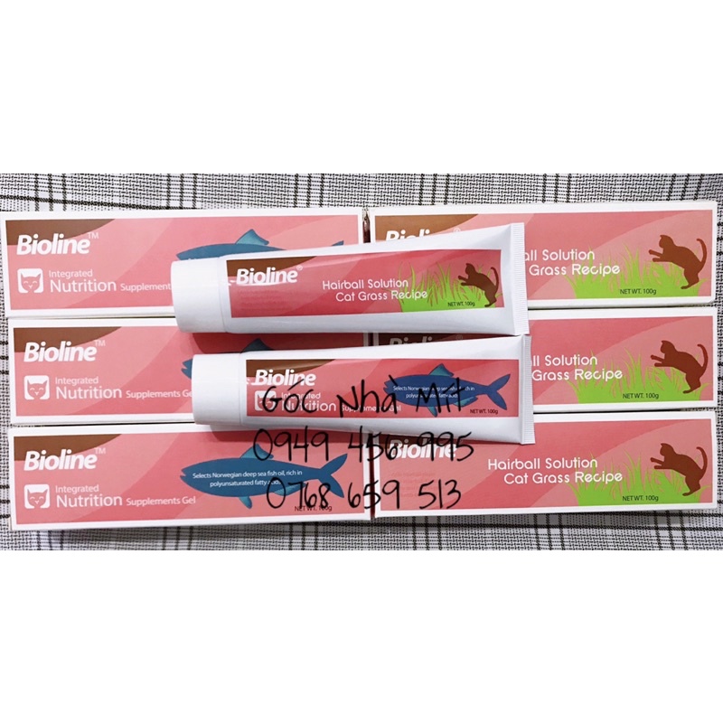 Gel dinh dưỡng, gel tiêu búi lông, giảm hôi miệng cho mèo BIOLINE 100g