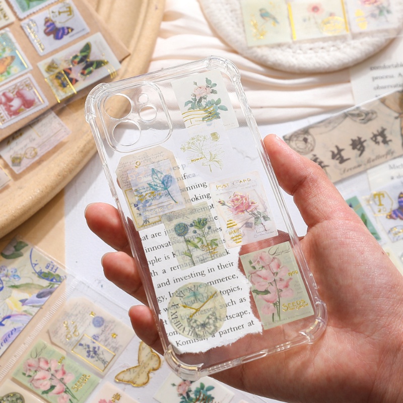 Set 24 miếng dán RUIXIANG trang trí phong bì bằng PVC chống thấm nước họa tiết bướm cổ điển