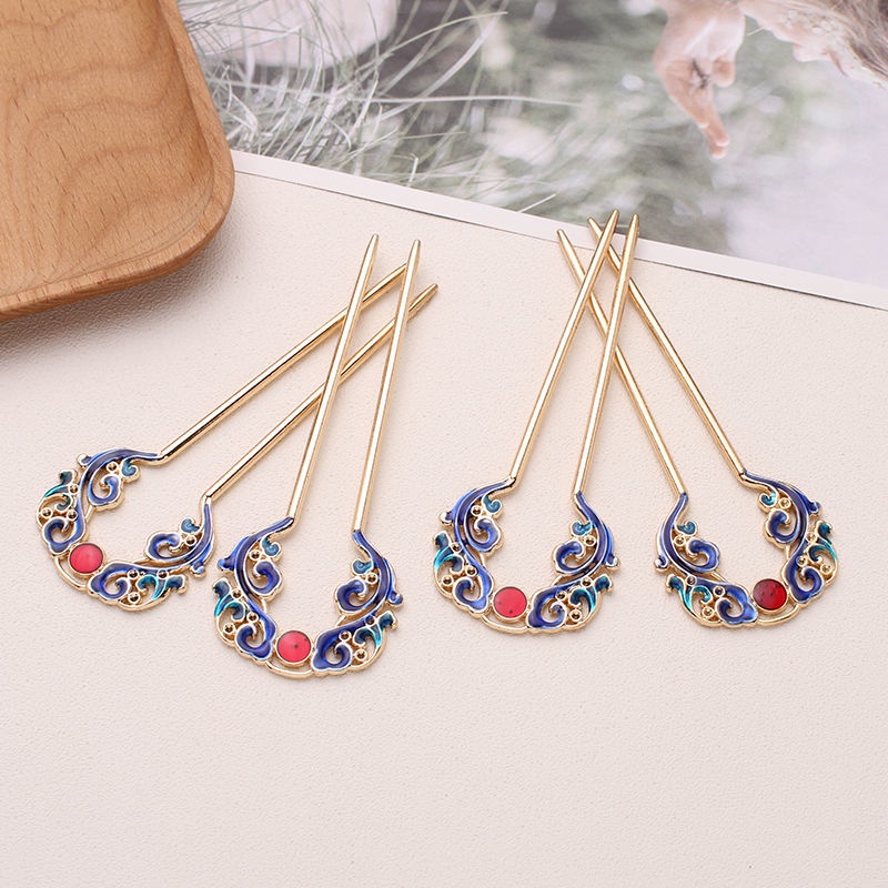 Kẹp Tóc Kiểu Hán Phục Cổ Điển Màu Xanh Dương Thích Hợp Làm Quà Tặng Cho Bạn Gái