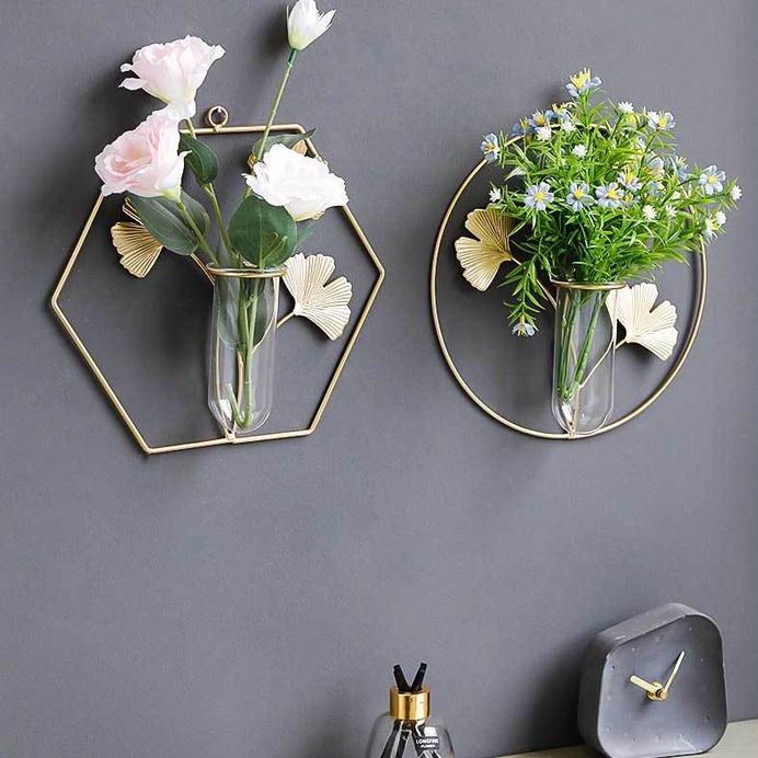Kệ lọ hoa treo tường cao cấp, trồng cây thủy sinh, mạ vàng sang trọng, decor phòng khách, phòng ngủ, phò