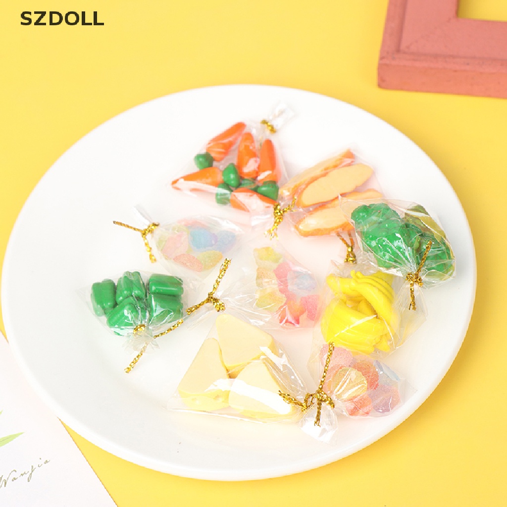 Túi phụ kiện mô hình đồ ăn rau củ quả kẹo bánh mì tùy chọn trang trí nhà búp bê tỉ lệ 1/ 12