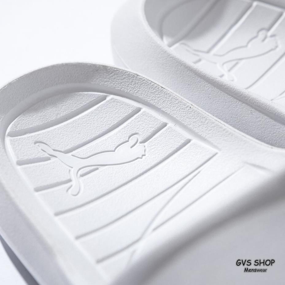 Dép Puma màu trắng logo đen  | Dép đúc liền khối không ngấm nước