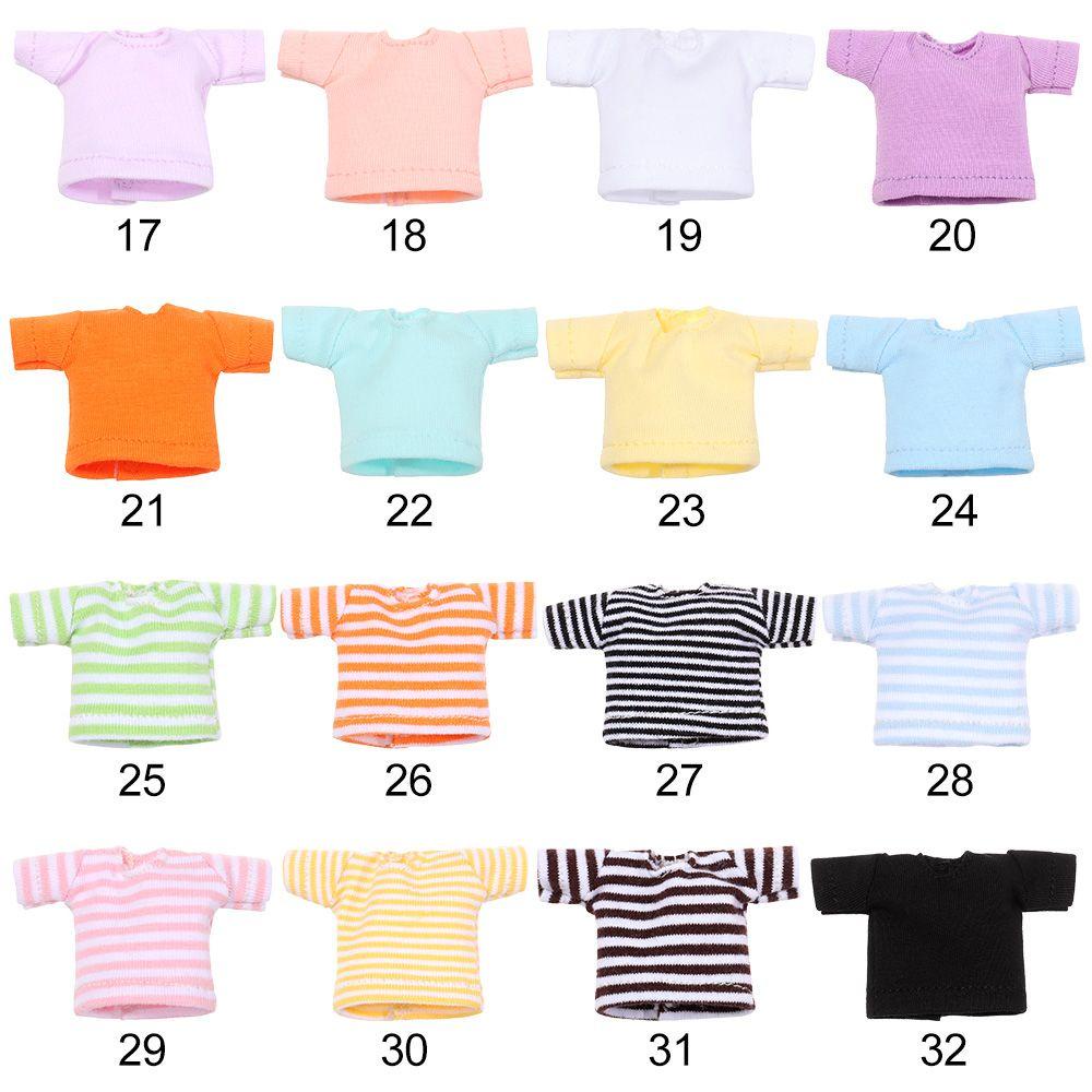 Bộ Quần Yếm Cotton + Áo Thun Màu Cầu Vồng Xinh Xắn Cho Búp Bê Tỉ Lệ 1 / 12