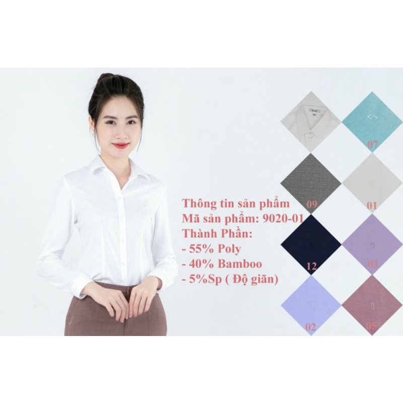 Áo sơ mi Thái Hòa cao cấp vải sợi tre co giãn màu trắng 9020 2869