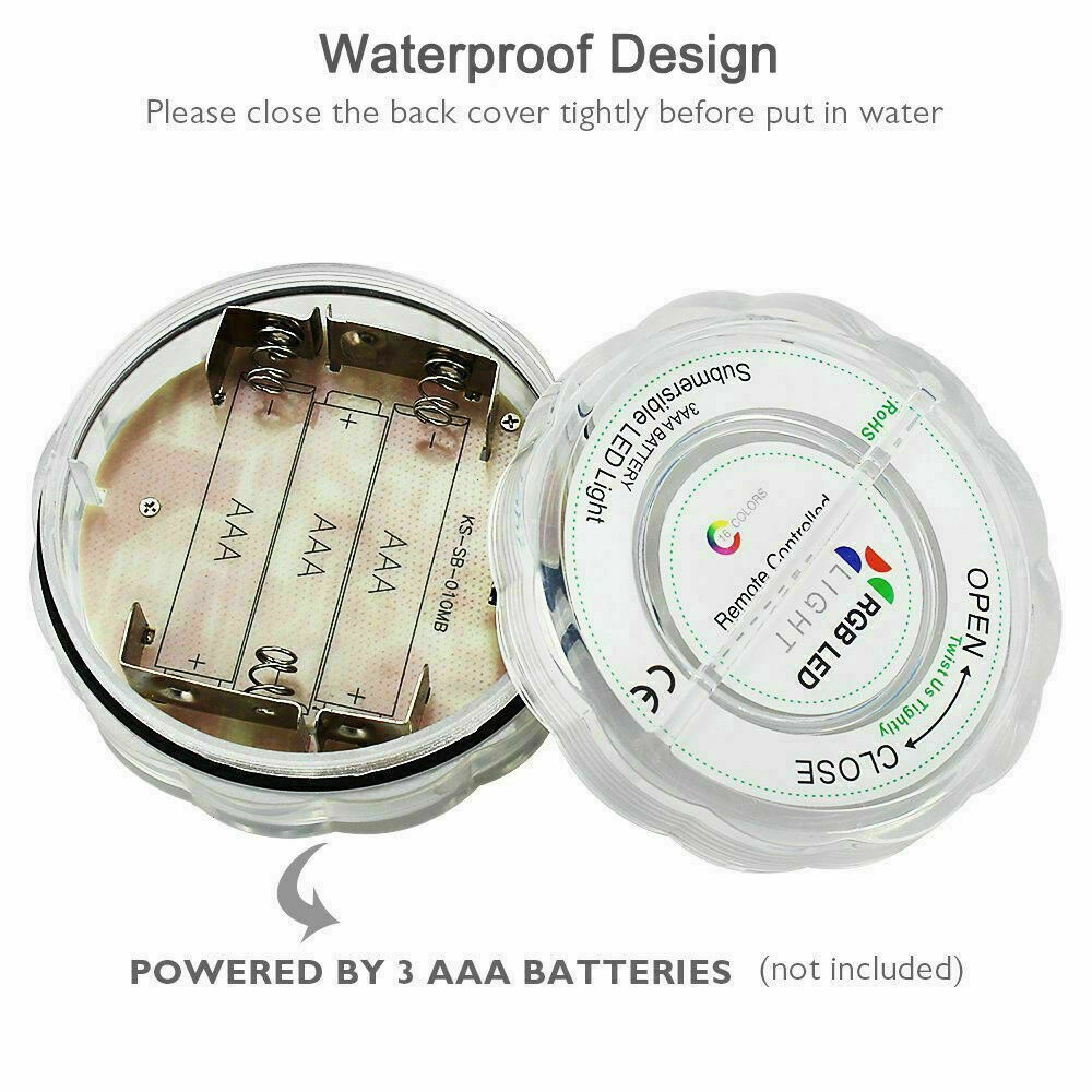 Waterproof Swimming Pool Light with Remote Control,10 LED Submersible Lights,Battery Operated Light Party Decor
