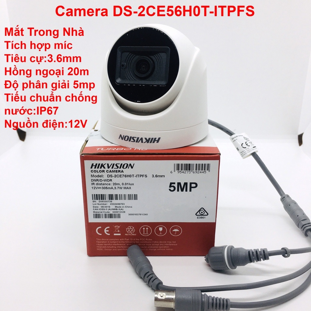 Trọn  Bộ Camera 5/6/7/8 Mắt 5Mp Hikvision 2560x1920 2K , Ổ Cứng Tùy Chọn