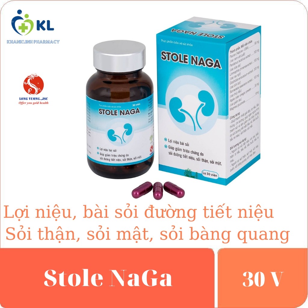 Viên Uống Stole Naga- Giúp lợi niệu, bài sỏi đường tiết niệu, sỏi thận và sỏi mật, sỏi bàng quang
