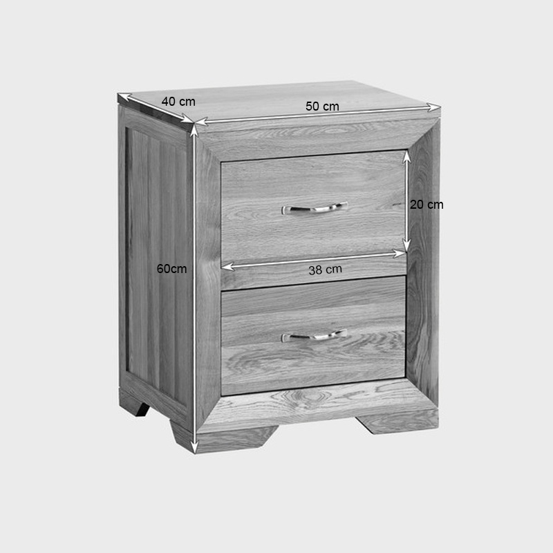 Tủ đầu giường 2 ngăn kéo Bevel gỗ sồi IBIE