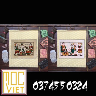 Cặp Tranh Đông Hồ - Chơi cá - Chơi chim