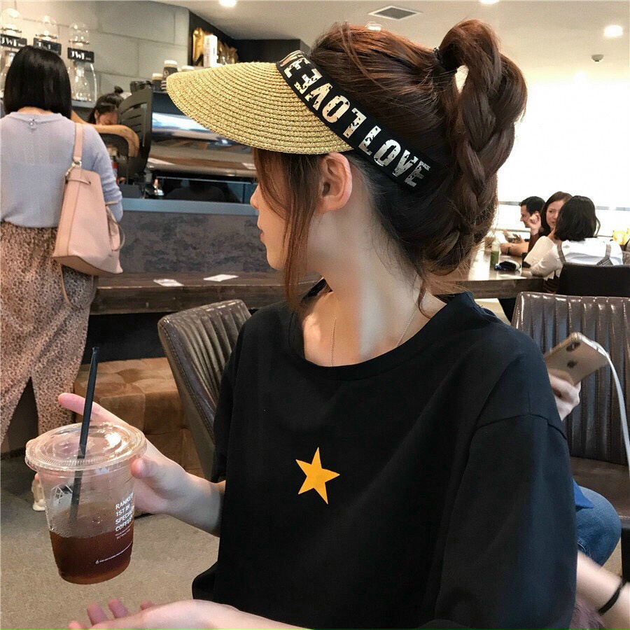 Mũ cói nửa đầu Love sành điệu siêu