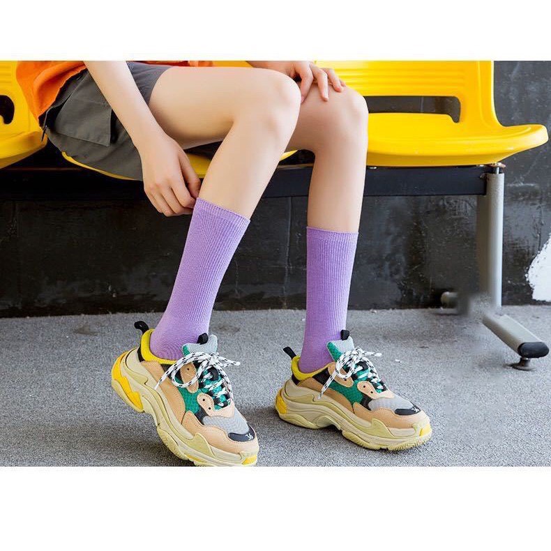 Tất nữ nhún cổ cao vớ nữ phong cách vintage hàn quốc