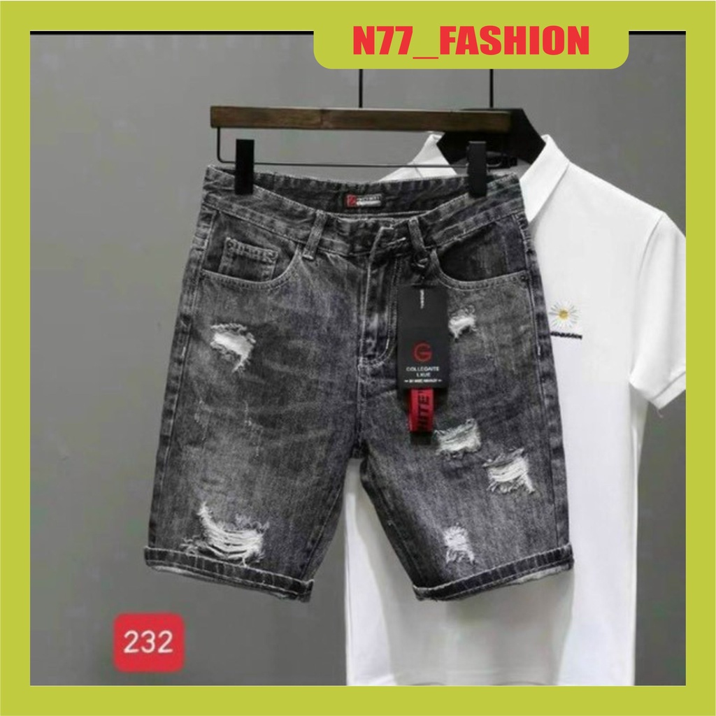 Quần short jean nam cao cấp_Quần jean ngắn chất bò vải dày co dãn form đẹp chuẩn dáng N77 FASHION