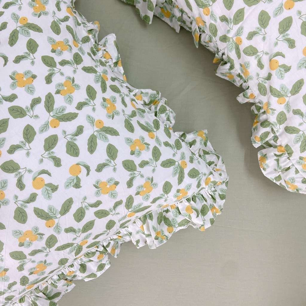 Vỏ gối nằm cotton Hàn thiết kế vintage hoa nhí viền bèo ren kích thước 50x70cm 45x65cm thương hiệu Homecoming
