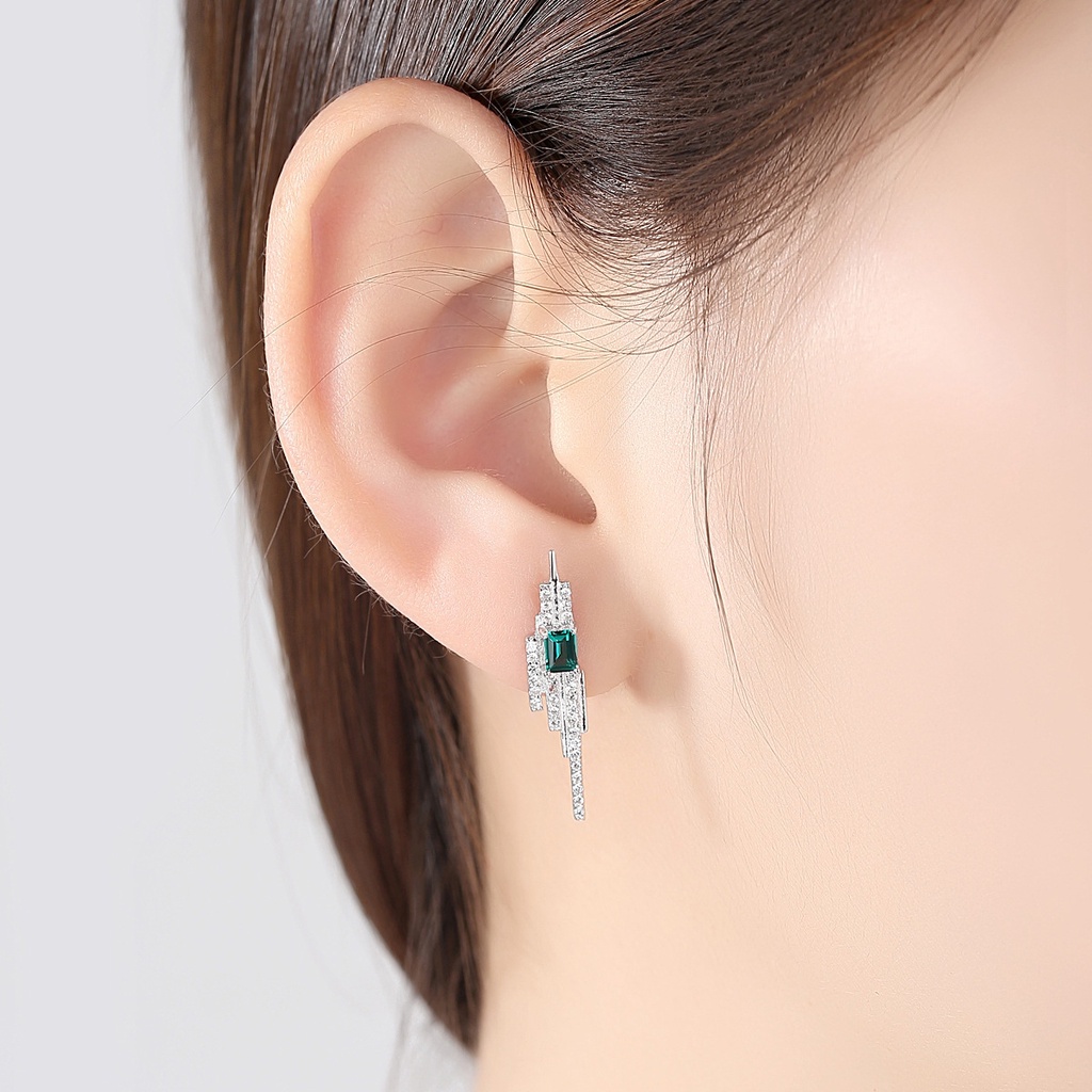 Khuyên Tai Nữ Đính Đá Xanh Lục Phong Cách Quý Tộc Cho Nữ B1451 Bảo Ngọc Jewelry