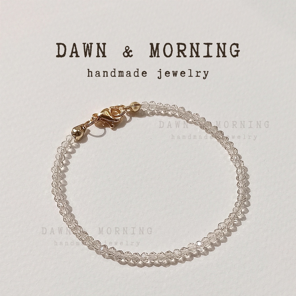 Xám tro dày~1.8-2.5mm - Vòng tay lắc tay nữ thủ công kiểu dáng cổ điển bằng hạt đá pha lê thủy tinh mạ bóng